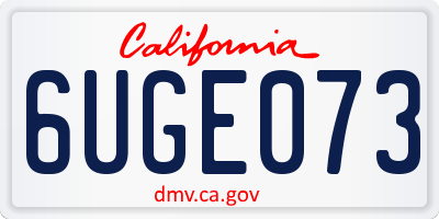 CA license plate 6UGE073