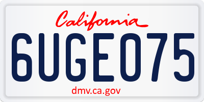 CA license plate 6UGE075