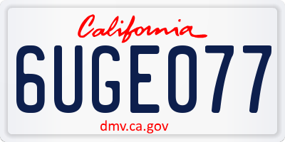 CA license plate 6UGE077