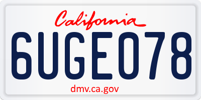 CA license plate 6UGE078