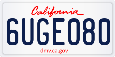 CA license plate 6UGE080