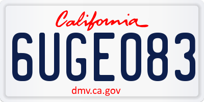 CA license plate 6UGE083