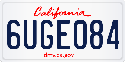CA license plate 6UGE084
