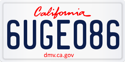 CA license plate 6UGE086