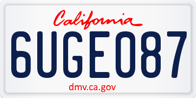 CA license plate 6UGE087