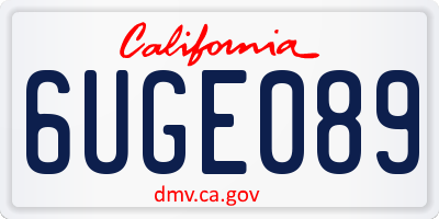 CA license plate 6UGE089