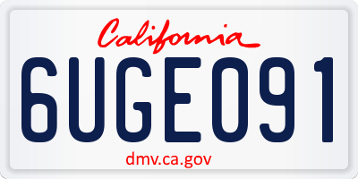 CA license plate 6UGE091
