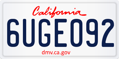 CA license plate 6UGE092