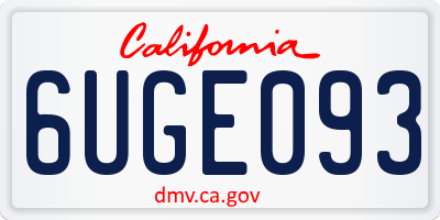 CA license plate 6UGE093