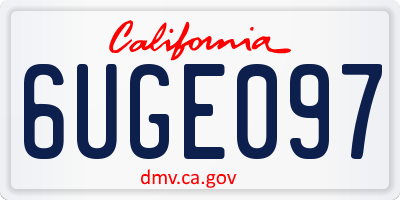 CA license plate 6UGE097