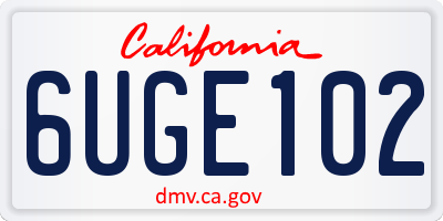 CA license plate 6UGE102