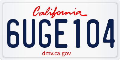 CA license plate 6UGE104