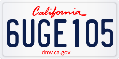 CA license plate 6UGE105