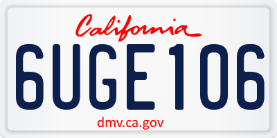 CA license plate 6UGE106
