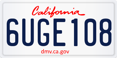 CA license plate 6UGE108