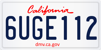 CA license plate 6UGE112