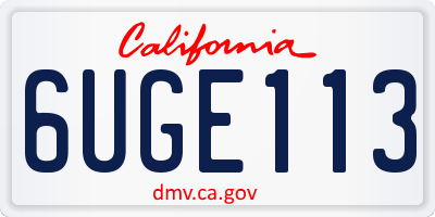 CA license plate 6UGE113