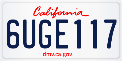 CA license plate 6UGE117