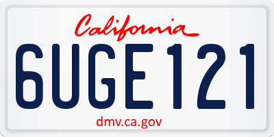 CA license plate 6UGE121