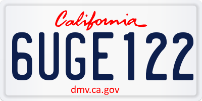CA license plate 6UGE122