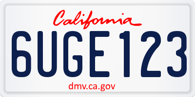 CA license plate 6UGE123