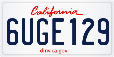 CA license plate 6UGE129