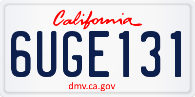CA license plate 6UGE131