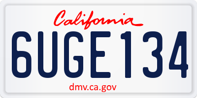 CA license plate 6UGE134