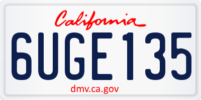 CA license plate 6UGE135