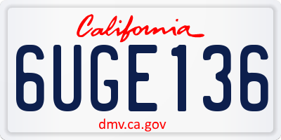 CA license plate 6UGE136