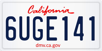 CA license plate 6UGE141