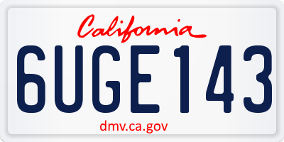 CA license plate 6UGE143