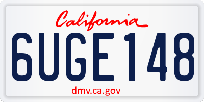 CA license plate 6UGE148