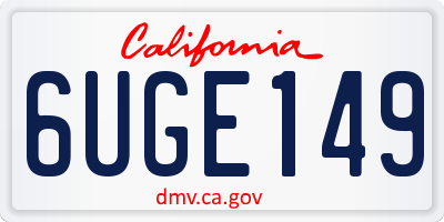 CA license plate 6UGE149