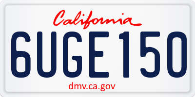CA license plate 6UGE150