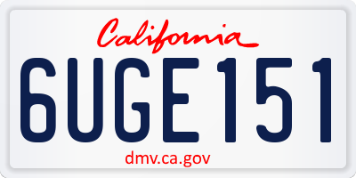 CA license plate 6UGE151