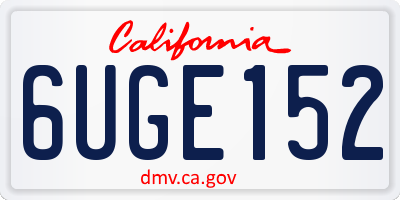 CA license plate 6UGE152