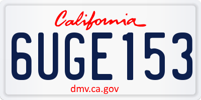 CA license plate 6UGE153