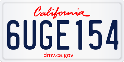 CA license plate 6UGE154