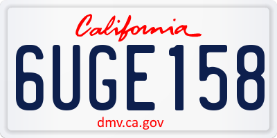 CA license plate 6UGE158