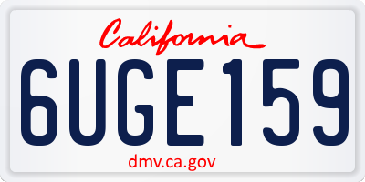 CA license plate 6UGE159