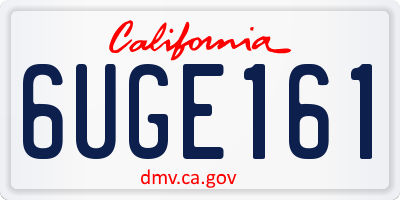 CA license plate 6UGE161