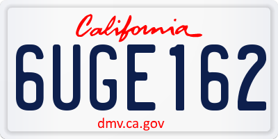 CA license plate 6UGE162