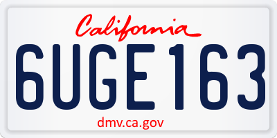 CA license plate 6UGE163