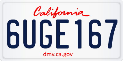 CA license plate 6UGE167