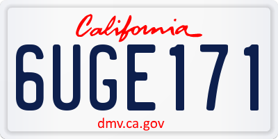 CA license plate 6UGE171