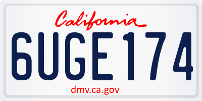 CA license plate 6UGE174