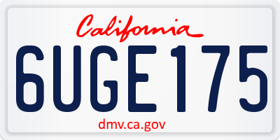CA license plate 6UGE175