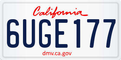 CA license plate 6UGE177