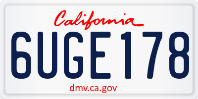 CA license plate 6UGE178